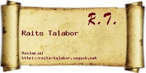 Raits Talabor névjegykártya